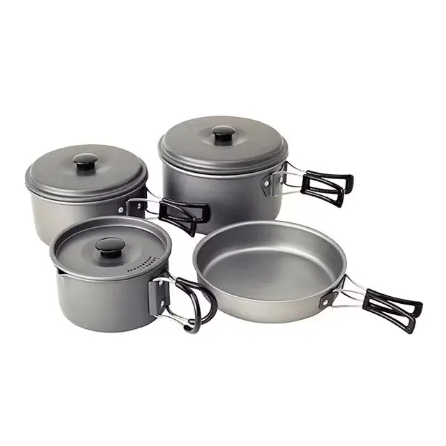 Trekking-Geschirrset 8-teilig Aluminium eloxiert Beliebt