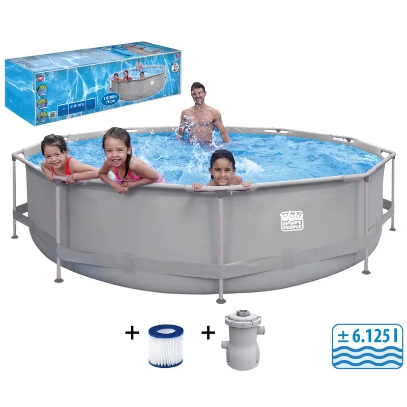 Highlight Stahlrahmenpool-Set 360 x 76 cm grau