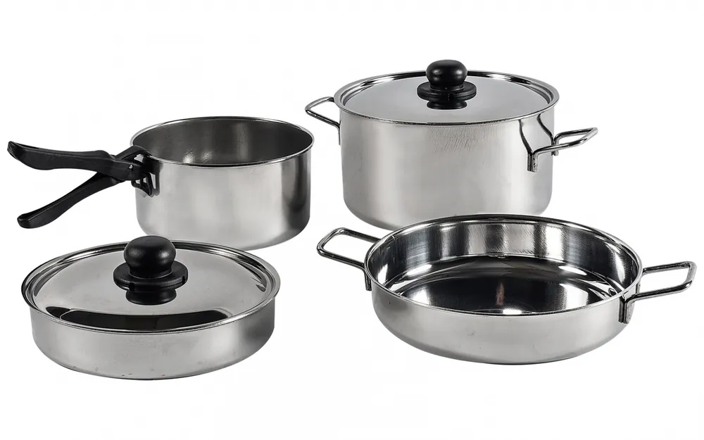 Aktuell Berger Edelstahl Topf-Set 7-tlg. stapelbar mit abnehmbarer Griffzange und Verschlussgurt