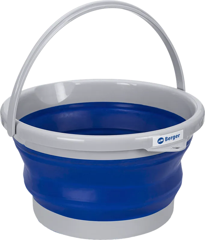 Top-Preis Berger Falteimer 10 Liter gefaltet nur 5 cm hoch blau / grau