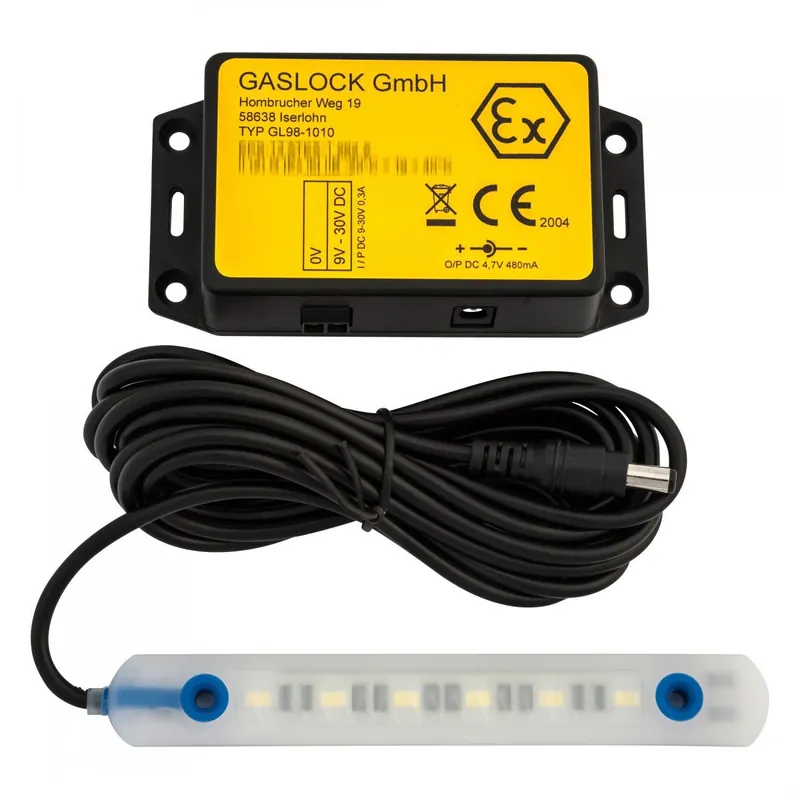 Gaslock Gaslight LED Leuchte inkl. explosionsgeschütztem Netzteil für Gaskasten 12 / 24 V Neu Im Sortiment