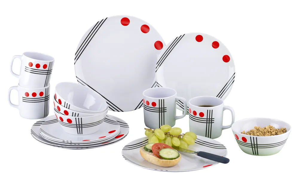 Neu Berger Dots Melamin Geschirr-Set 16 teilig