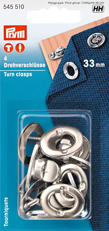 Markenware PRYM Drehverschlüsse silber 4 Stück