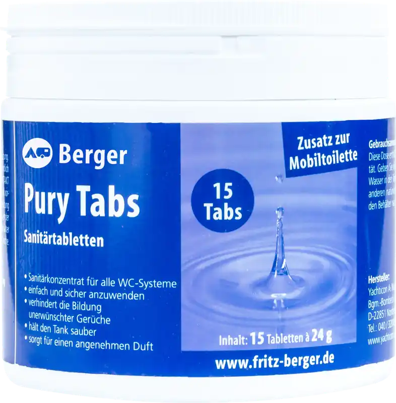 Berger Pury Blue Sanitärtabletten 15 Tabs, WC Tabs Neu Im Sortiment