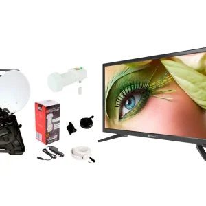 Ausverkauf Opticum Travel TV Camping Set EasyFind Sat-Antenne mit 24" Fernseher