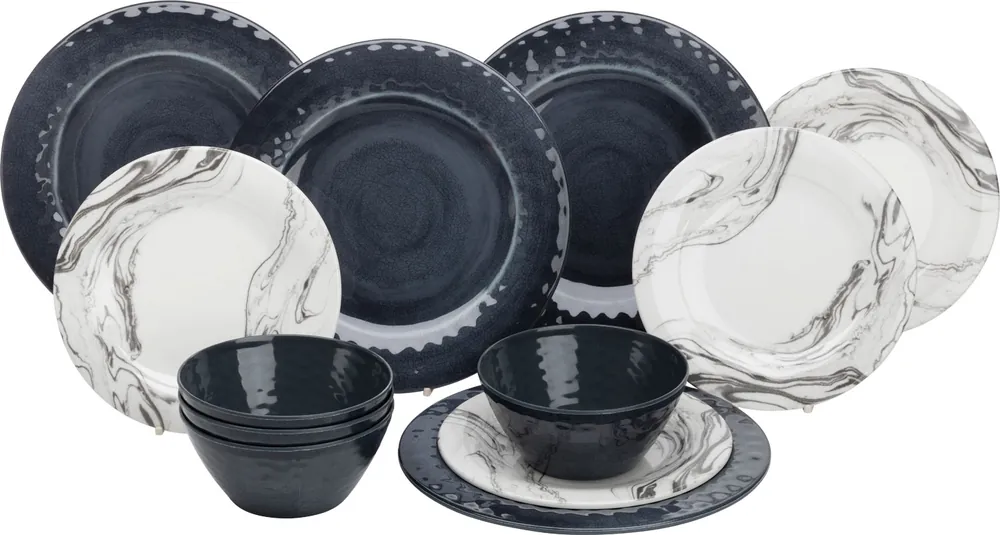 Online Kaufen Flamefield Marble Melamin Geschirr-Set 12-tlg.