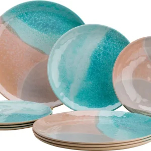 Flamefield Dunes and Sea Melamin-Geschirr-Set 12-teilig für 4 Personen Ausverkauf