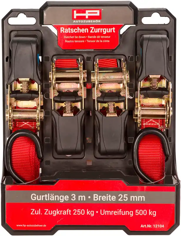 HP Ratschen-Zurrgurt-Set mit Haken 4 Stück a 3 Meter Ausverkauf