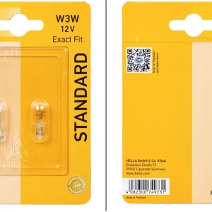 Hella W2,1x9,5d W3W Standard Glühlampe Blink- / Positions- / Kennzeichen- / Schluss- / Innenraum- / Begrenzungs- / Handschuhfachleuchte 2er-Set 12 V / 3 W Must-Have