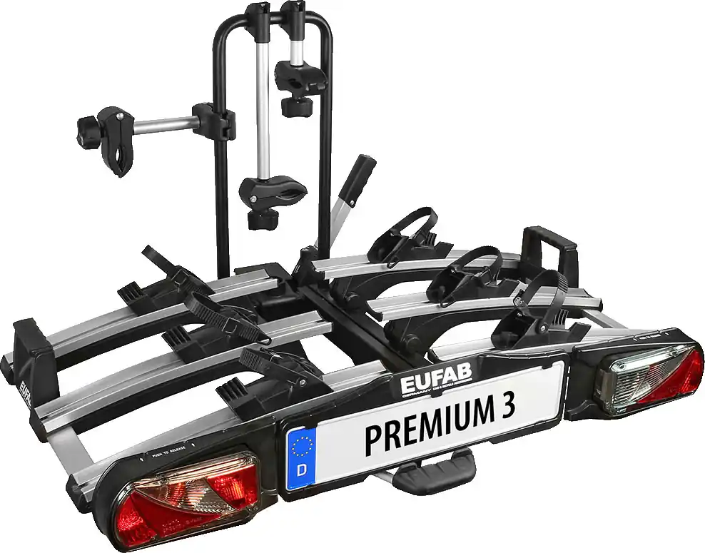 Nur Heute Eufab Fahrradträger Anhängerkupplung Premium III für 3 Fahrräder, E-Bike geeignet