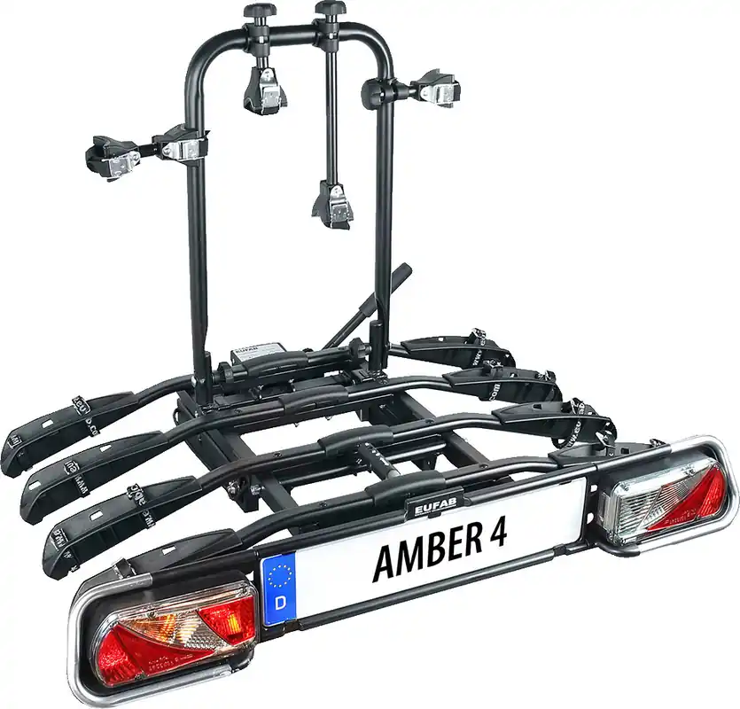 Eufab Fahrradträger Anhängerkupplung Amber IV für 4 Fahrräder, E-Bike geeignet Zertifiziert