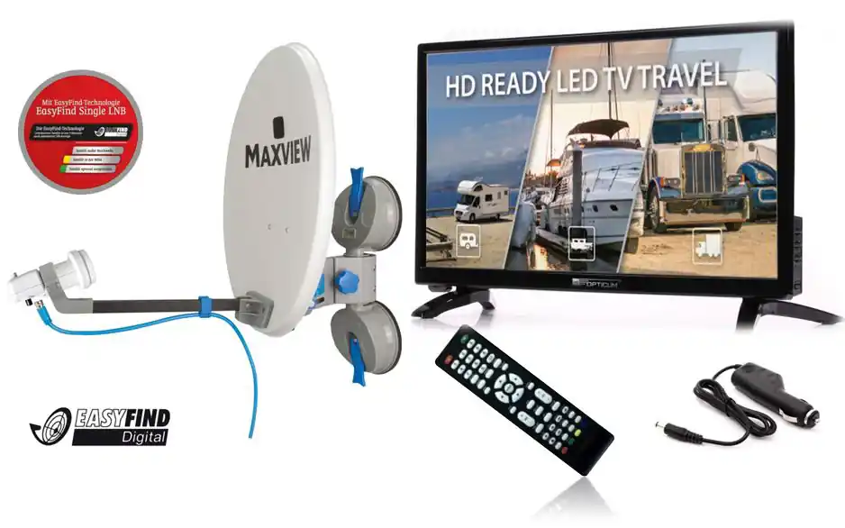 Opticum / Maxview EasyFind Remora Pro Camping Set LED Fernseher inkl. Sat-Anlage Single-LNB Neuheit