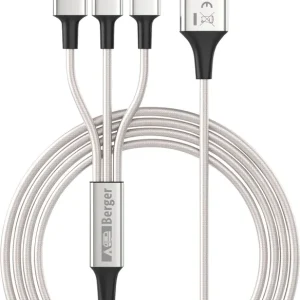 Berger 3-in-1 USB-Ladekabel zu Micro-USB / Lightning / USB-C 1,2 m Knallerangebot