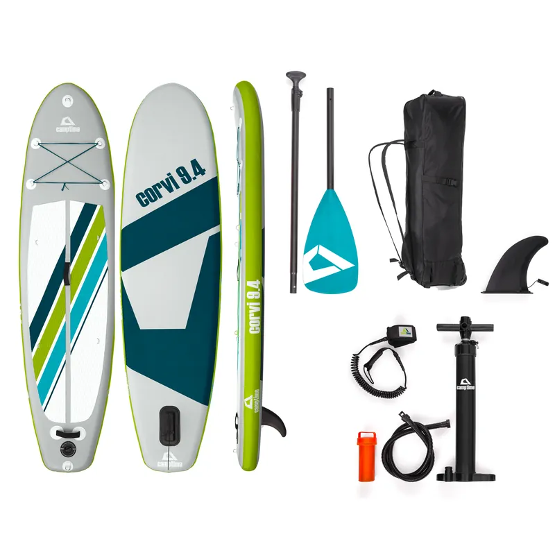 Top-Angebot Camptime Corvi 9.4 SUP Set aufblasbares Stand Up Paddling-Board inkl. Paddel und Luftpumpe