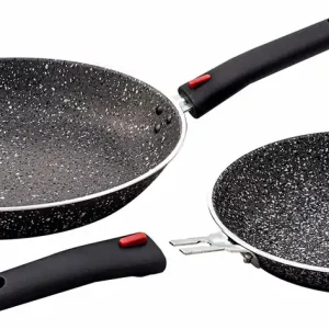 Versand Am Gleichen Tag Berger Stone Rock Aluminium Pfannenset mit abnehmbaren Griffen 4-tlg.