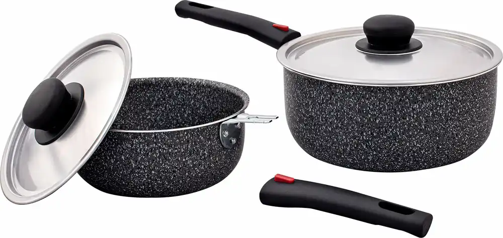 Berger Stone Rock Aluminium Kasserollen Set 6-tlg. mit Antihaftbeschichtung Direkt Vom Hersteller