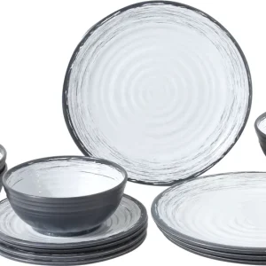 Top-Angebot Brunner Midday Geschirrset Melamin Mineral 12-teilig Porzellan-Touch Antirutsch BPA-frei
