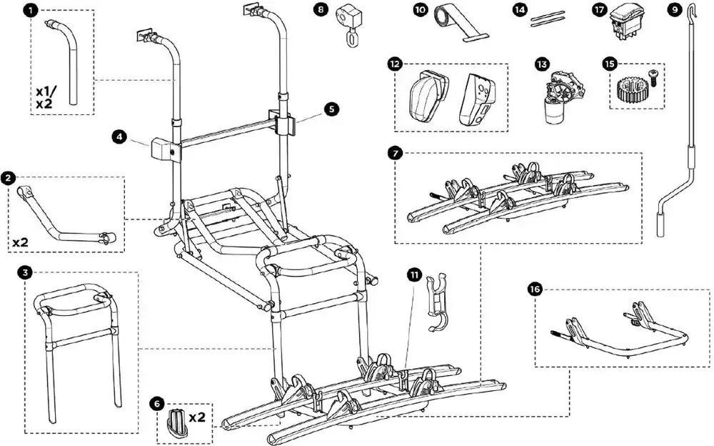 Thule Schienenbügel für Lift 16V Fahrradträger Ersatzteil Nr. 1500603109 Neue Ware