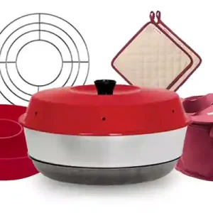 Omnia Campingbackofen Set 5-teilig inkl. Silikonbackform, Aufbackgitter, Transporttasche & Topflappen Markenware