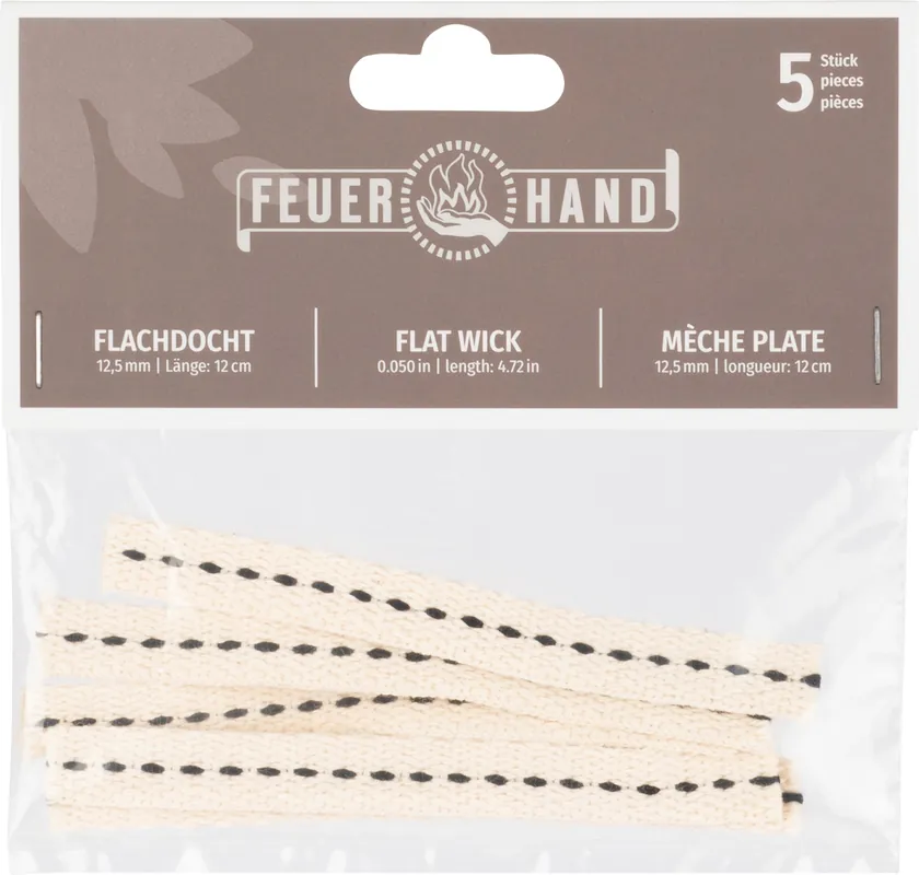 Feuerhand Flachdocht 12,5 mm x 12 cm (5 Stk) Billig