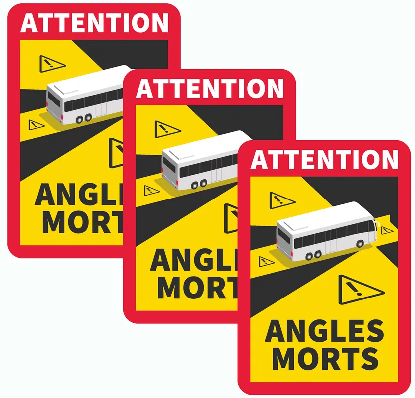 Neuheit IWH Magnetische Tote Winkel / Angles Morts Aufkleber Frankreich Set 3-tlg.