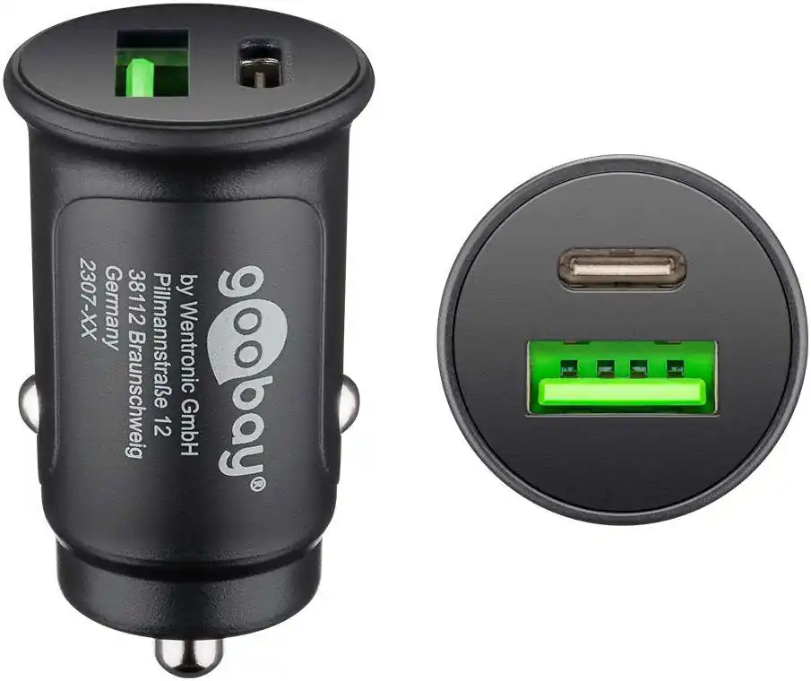 Goobay Dual-USB Auto Schnellladegerät USB-A und USB-C Power Delivery Jetzt Bestellen