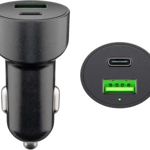 Sonderangebot Goobay KFZ USB 2 Port 48W USB-C PD + QC3.0 sw PL Dual-USB Auto Schnellladegerät USB-C