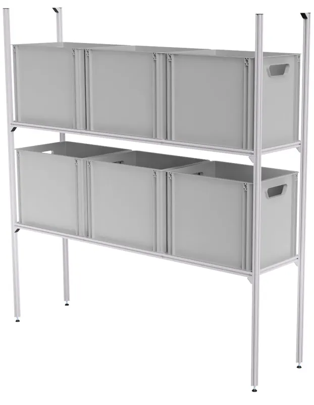 SYS-Rack Aluminium Regal-System 123-L-RR-1 Längs für Heckgarage 125 x 31 x 130 cm Zertifiziert