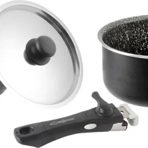 Top-Angebot Brunner Pirate Pot Topfset 5-teilig Stone Rock Antihaftbeschichtung und abnehmbarer Griff