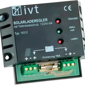 IVT Shunt Solar Laderegler 12 V / 24 V 8 A Zertifiziert