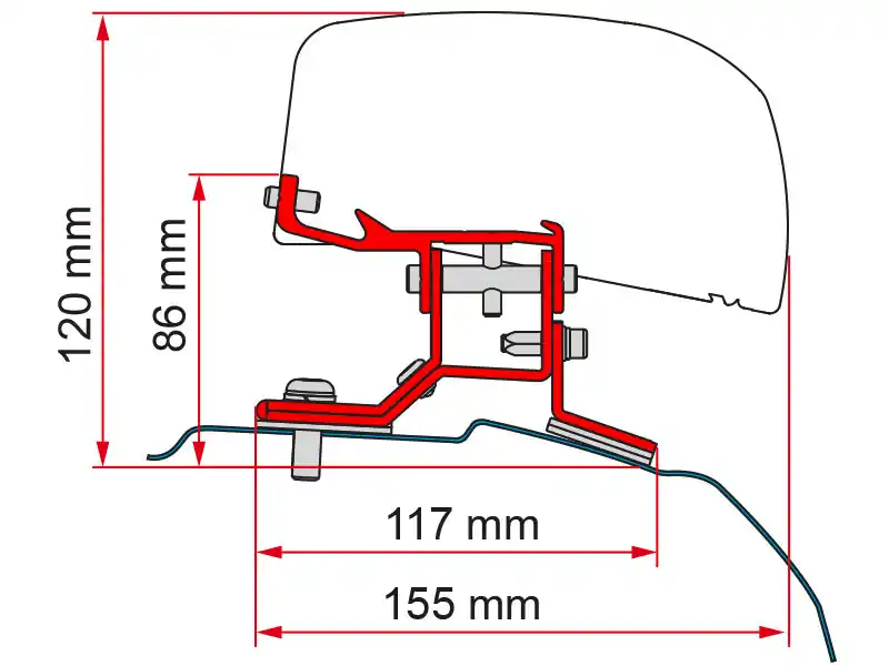 Markenware Fiamma Ford Custom L1 Halterung für Fiamma F40van für Rechtslenker