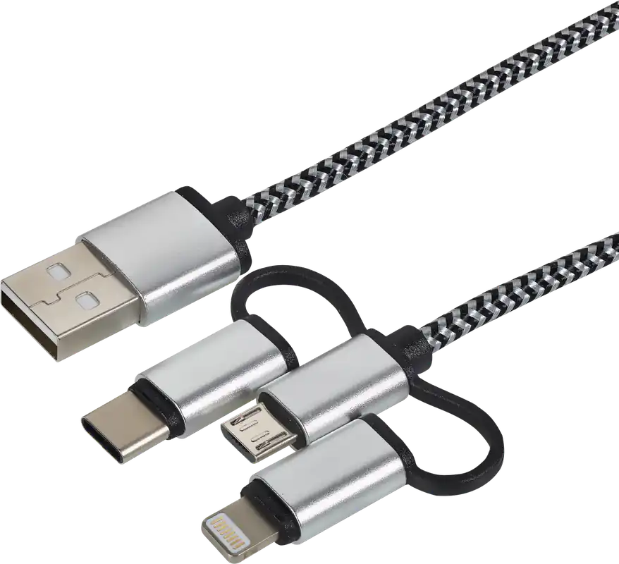 Cartrend 3-in-1 Daten- und Ladekabel schwarz/weiß 1 m Neuheit