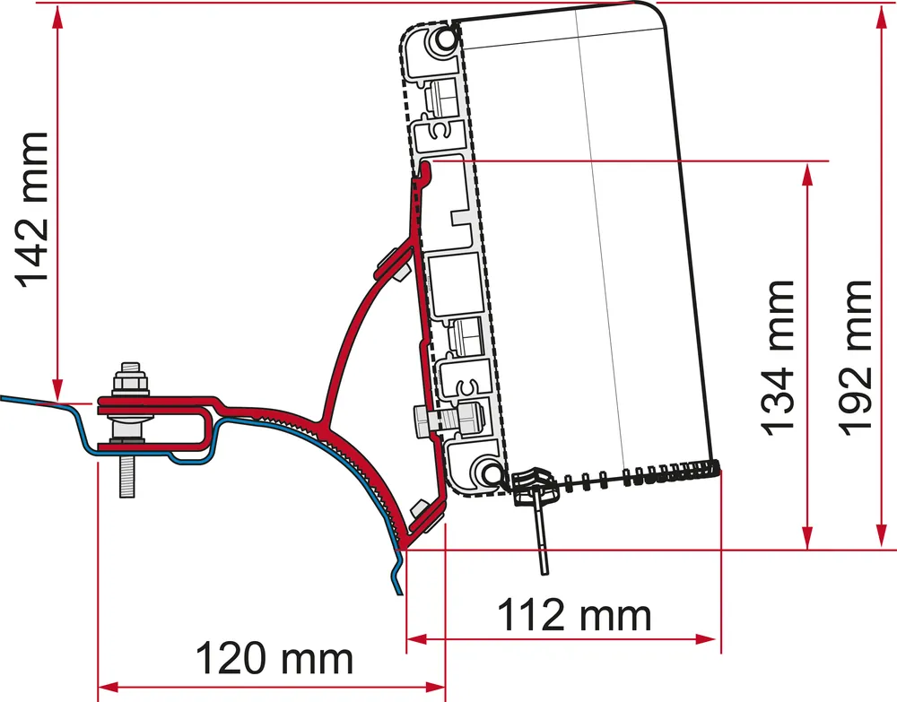 Begrenztes Angebot Fiamma Kit VW T5 / T6 Transporter / Multivan Markisenadapter für Fiamma Compass