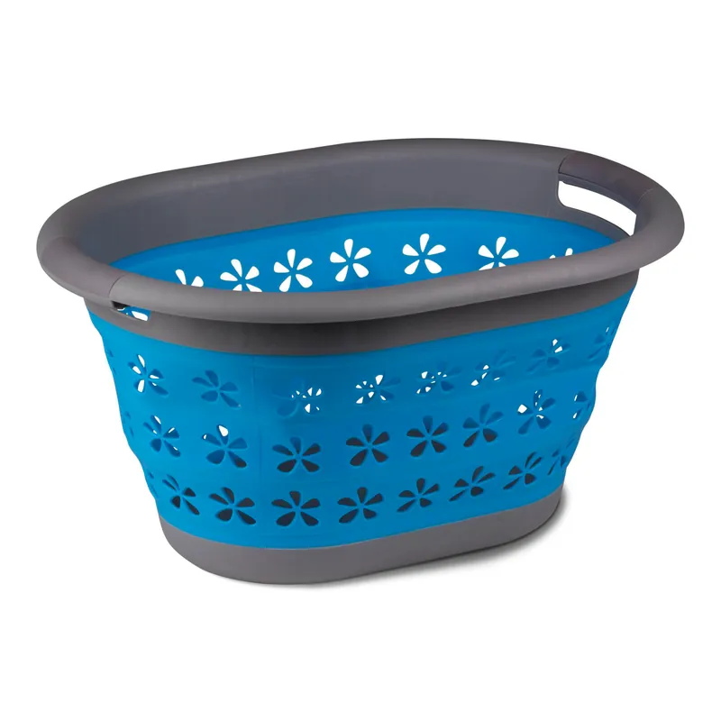 Kampa Collapsible Laundry Basket Zusammenklappbarer Wäschekorb mit Griffen blau Preiswert