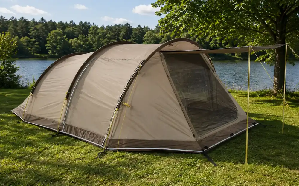 Top-Angebot Tambu Durdanta Komfort Trekking Tunnelzelt braun für 4 Personen