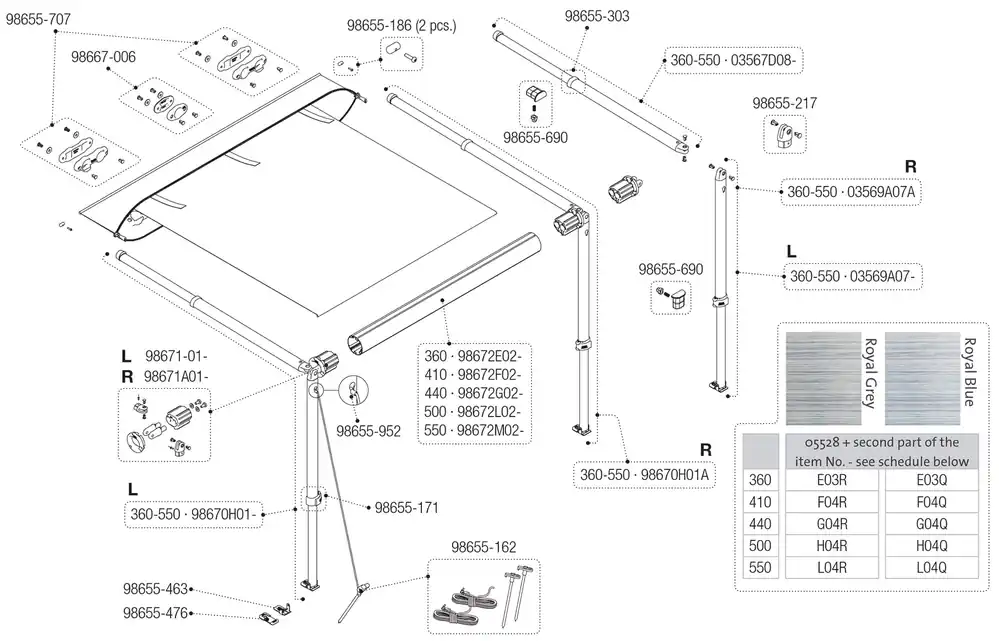 Direktkauf Fiamma Endrohrabdeckung Spannstange für Caravanstore / F35 Fiamma Artikelnummer 98655-303