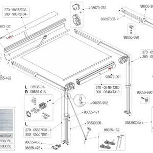 Abverkauf Fiamma Spannstange und Stützfuß 270 links für F35 Pro Fiamma Artikelnummer 05557C01-