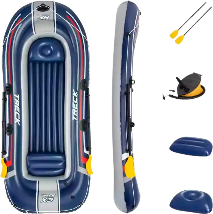 Online Kaufen Bestway Hydro Force Treck X3 Schlauchboot Set 5 teilig für 3 Erwachsene und Kind 307 x 126 x 39 cm
