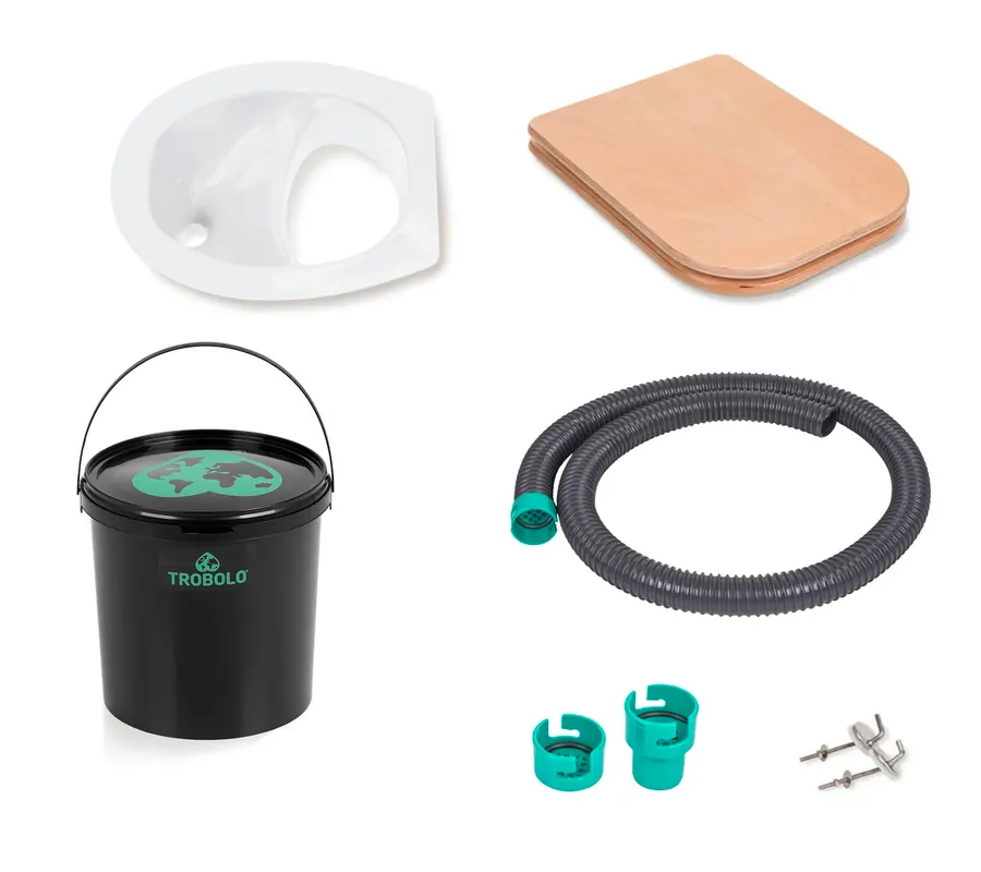 TROBOLO Do it yourself Set 5 teilig für den Eigenbau der Trenntoilette mit Toilettensitz Neu