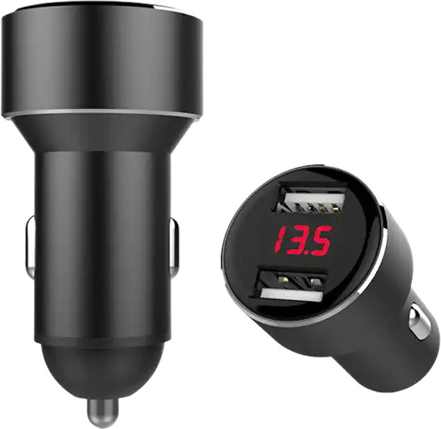Top-Angebot IWH USB Ladeadapter mit 2 USB Ports mit Ladeanzeige für Autos 12/24 V