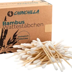 Chinchilla Wattestäbchen aus Bambus plastikfrei 200 Stück Neue Kollektion