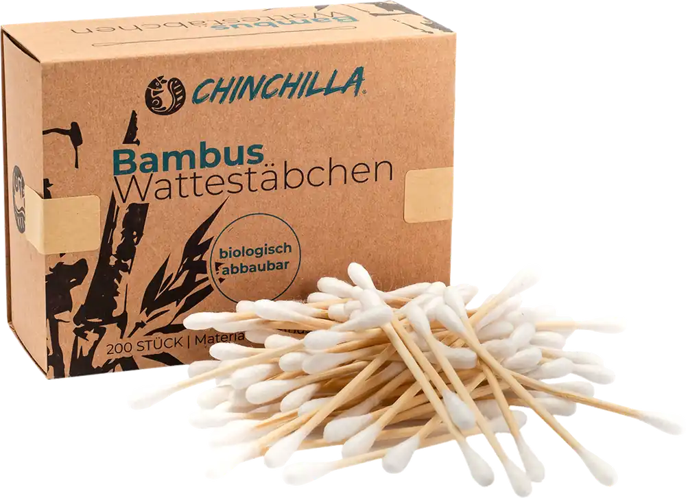 Chinchilla Wattestäbchen aus Bambus plastikfrei 200 Stück Neue Kollektion