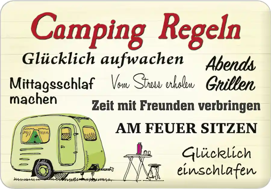 Meistverkauft Blechschild Camping Regeln