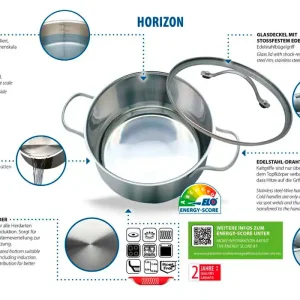 Elo Basic Horizon Topf und Pfannenset 10 teilig silber schwarz Neu Im Sortiment