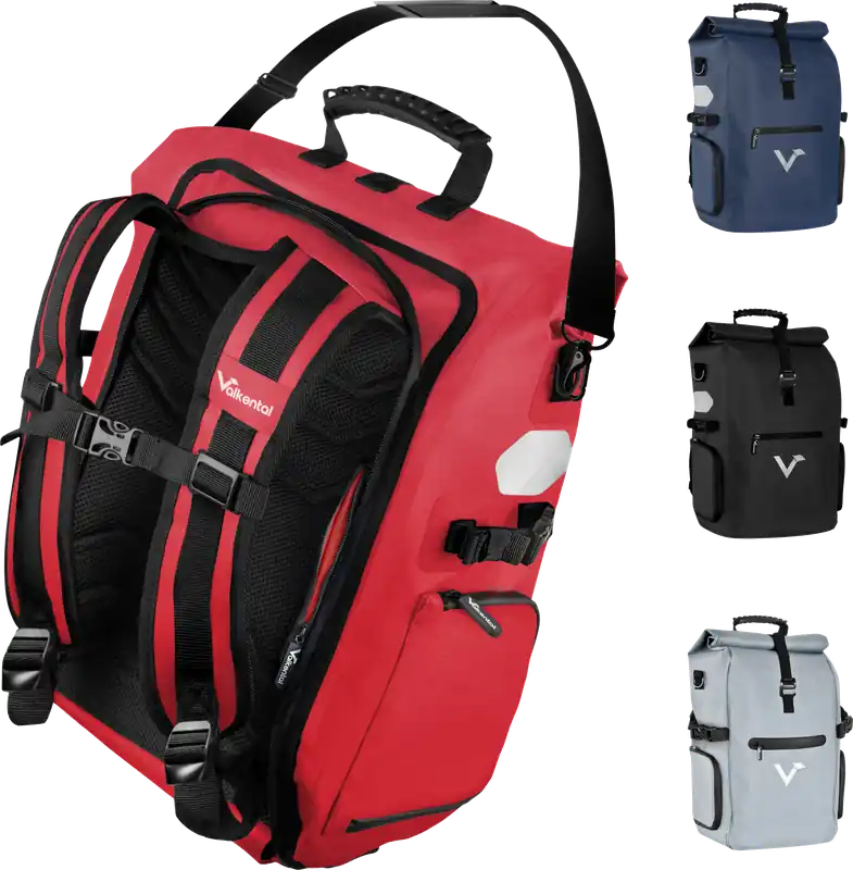 Valkental ValkPro 3-in-1 wasserdichte Fahrradtasche 26 Liter Sichere Zahlung