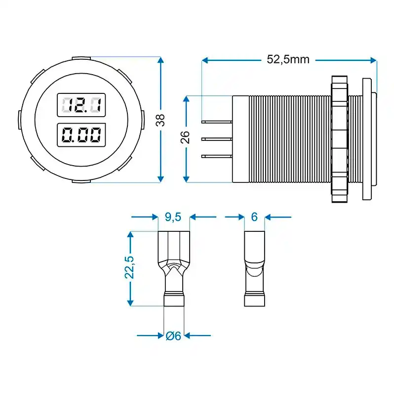 Pro Plus Volt und Amperemeter Messgerät 6-30 Volt und 0-10 Ampere Highlight