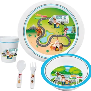 Schnäppchen Brunner Time To Travel 3+ Melamin Kindergeschirr-Set 5-tlg.