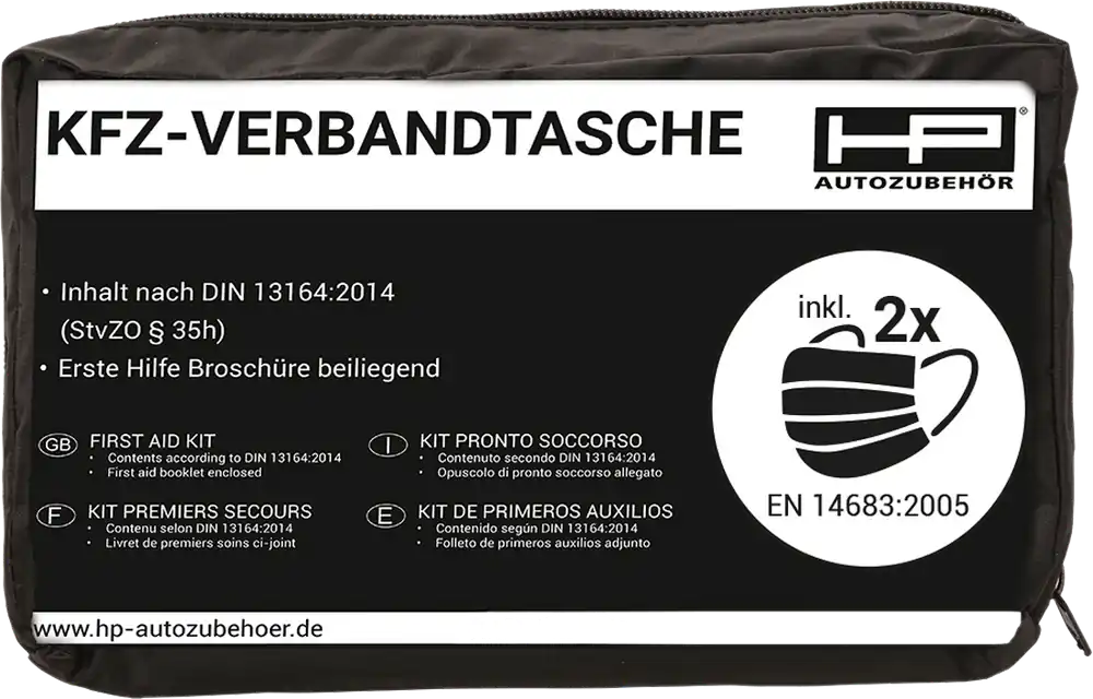 HP Autozubehör KFZ Verbandtasche inklusive 2x Mund- und Nasenschutz Kracherpreis