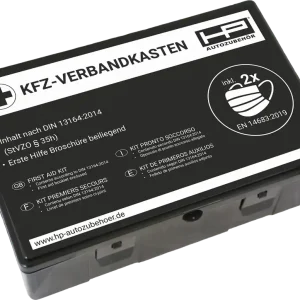 HP Autozubehör KFZ Verbandkasten inklusive Mund- und Nasenschutz Schwarz Neue Kollektion