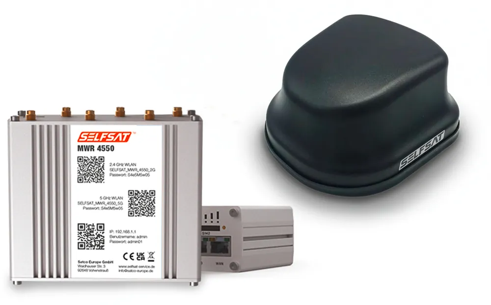 Selfsat 4G / LTE & WLAN Internet Router MWR 4550 Komplettset bis 300 Mbps inkl. 4G / 5G ready Dachantenne Nur Für Kurze Zeit